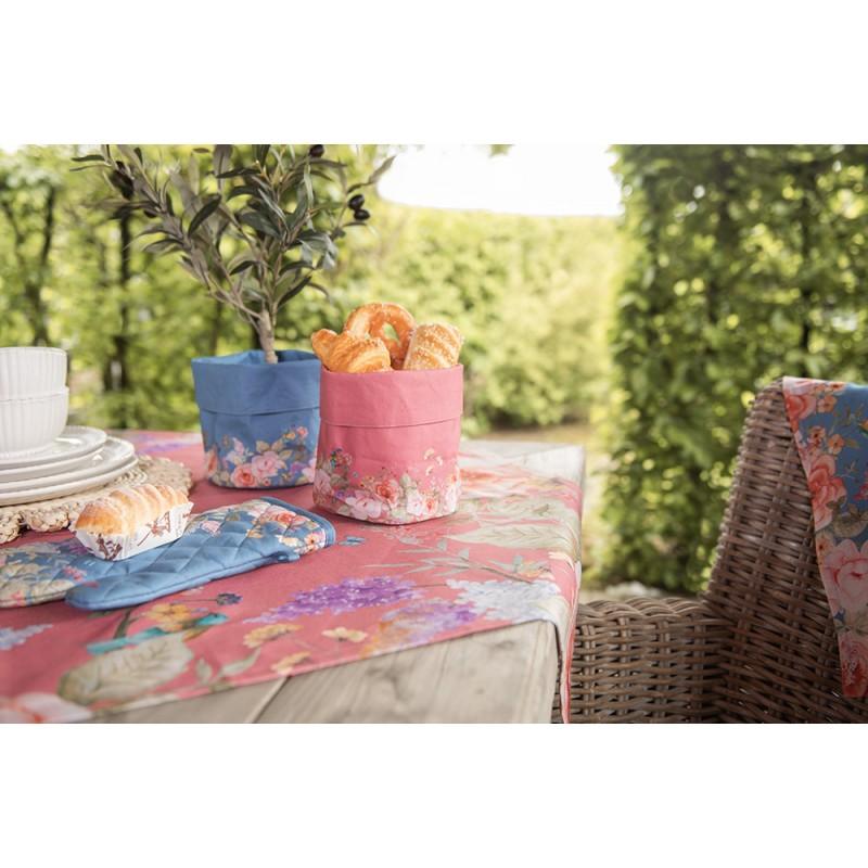 Clayre & Eef FFA01P Tafelkleed 100x100 Cm Roze Katoen Bloemen Vierkant