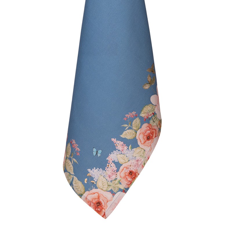 Clayre & Eef FFA42BL Theedoek 50x70 Cm Blauw Katoen Bloemen