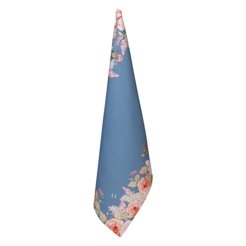 clayre & eef FFA42BL Theedoek 50x70 cm Blauw Katoen Bloemen