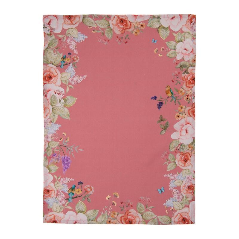Clayre & Eef FFA42P Theedoek 50x70 Cm Roze Katoen Bloemen