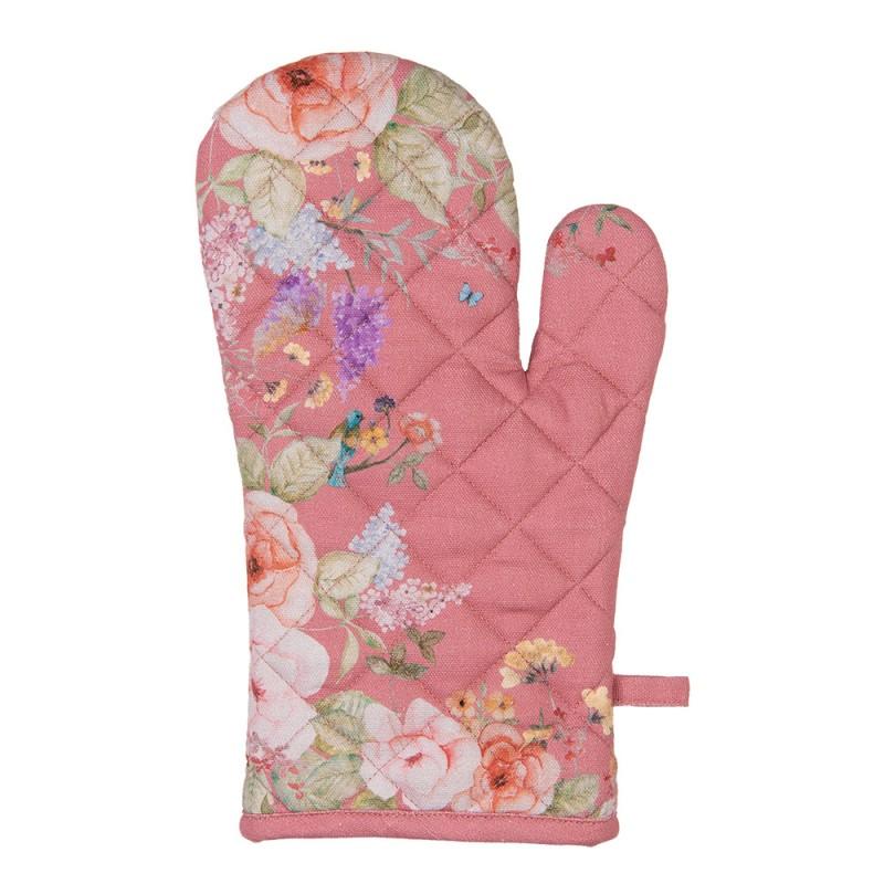 Clayre & Eef FFA44P Ovenwant 18x30 Cm Roze Katoen Bloemen