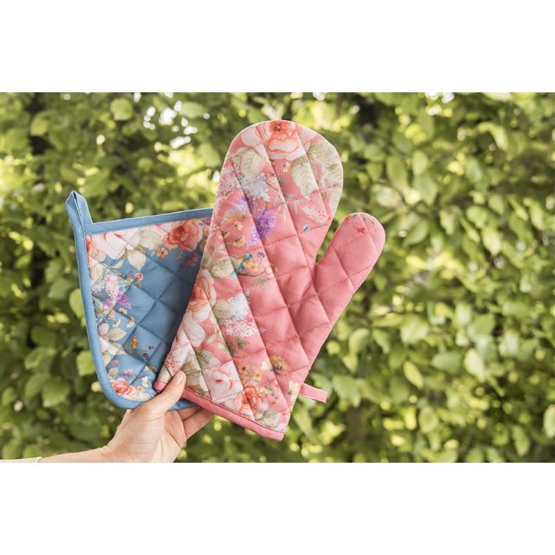 Clayre & Eef FFA44P Ovenwant 18x30 Cm Roze Katoen Bloemen