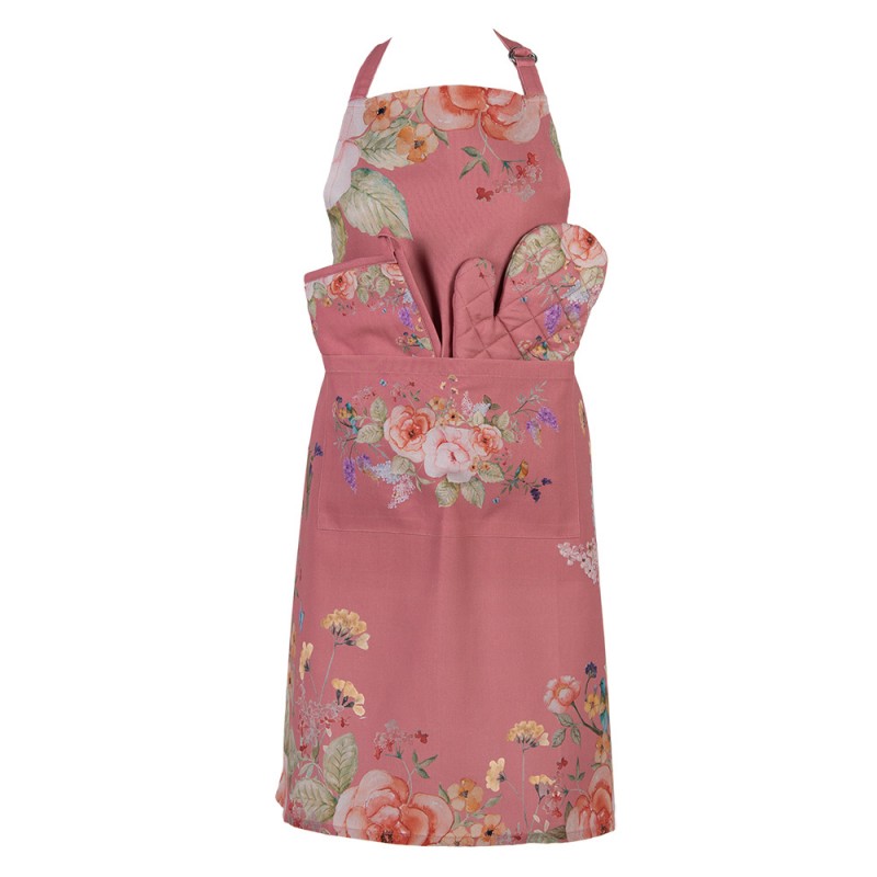 Clayre & Eef FFA45P Pannenlap 20x20 Cm Roze Katoen Bloemen