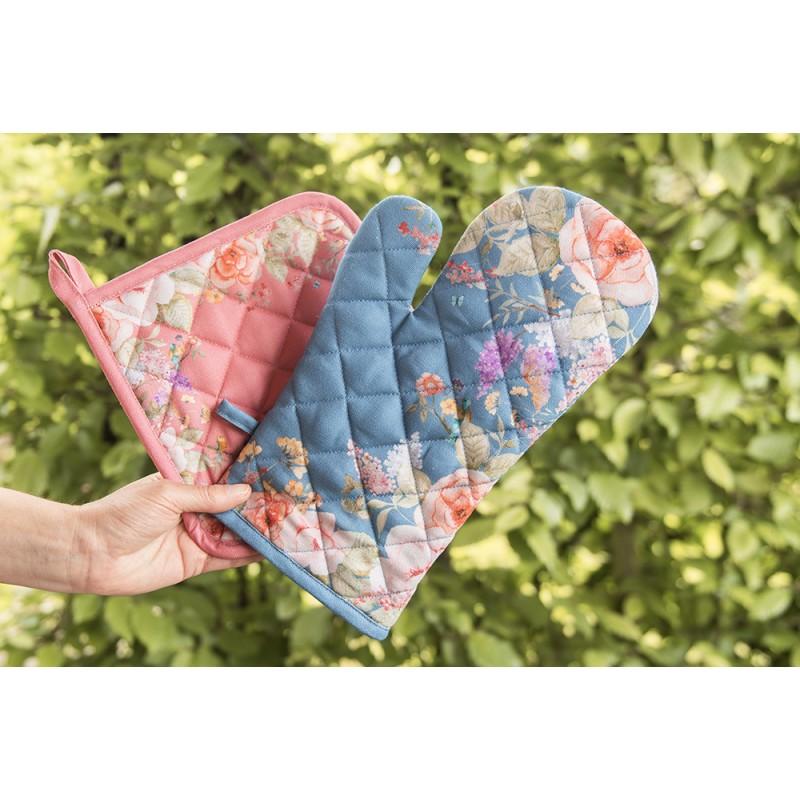 Clayre & Eef FFA45P Pannenlap 20x20 Cm Roze Katoen Bloemen