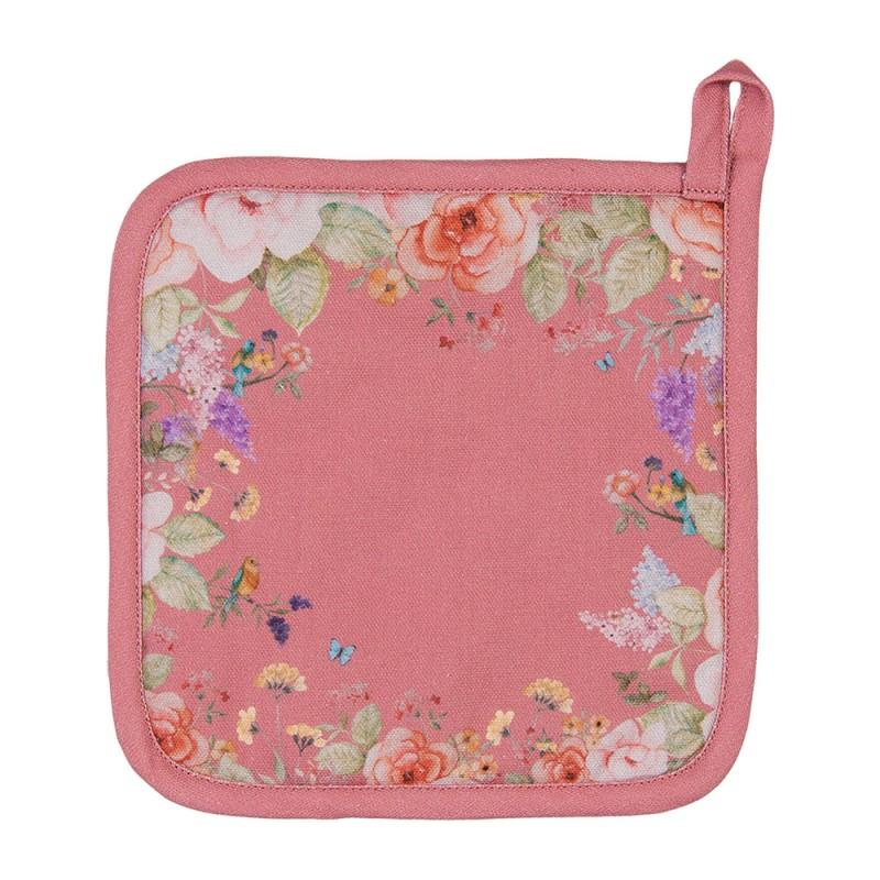 clayre & eef FFA45P Pannenlap 20x20 cm Roze Katoen Bloemen