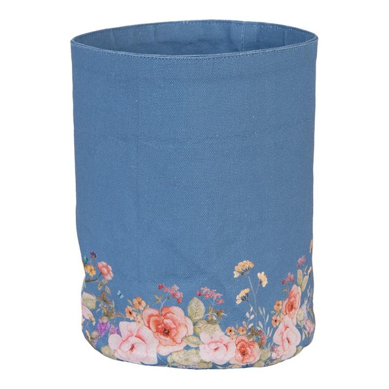 Clayre & Eef FFA50BL Broodmand Ø 15x16 Cm Blauw Katoen Bloemen Rond