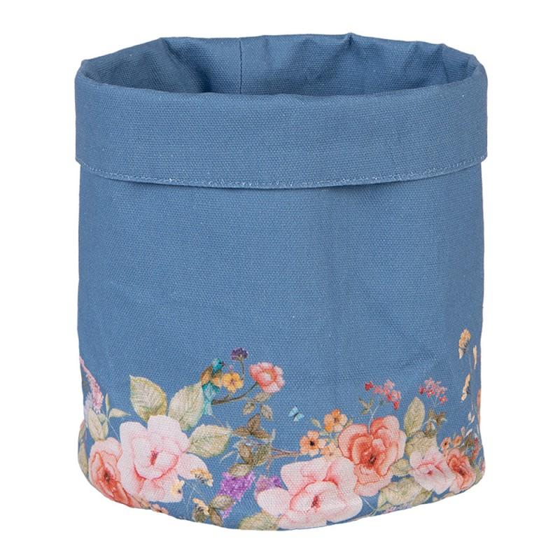 clayre & eef FFA50BL Broodmand Ø 15x16 cm Blauw Katoen Bloemen Rond