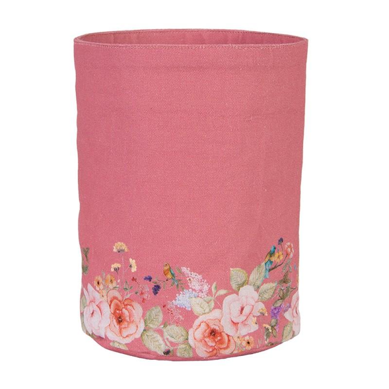 Clayre & Eef FFA50P Broodmand Ø 15x16 Cm Roze Katoen Bloemen Rond