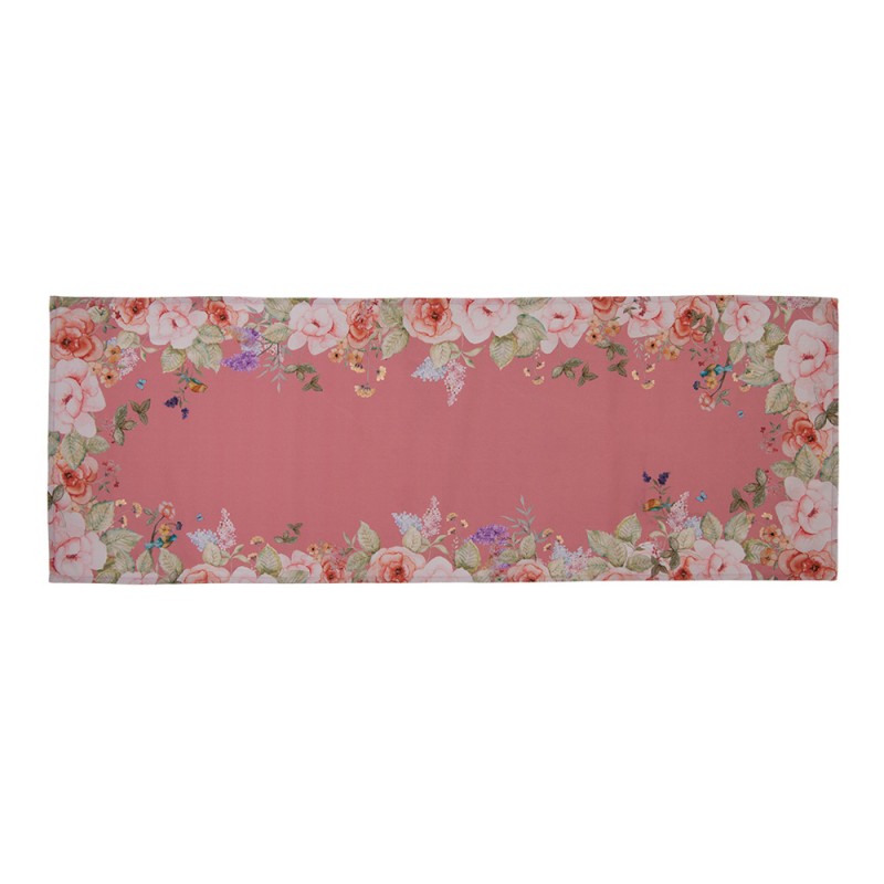 Clayre & Eef FFA64P Tafelloper 50x140 Cm Roze Katoen Bloemen