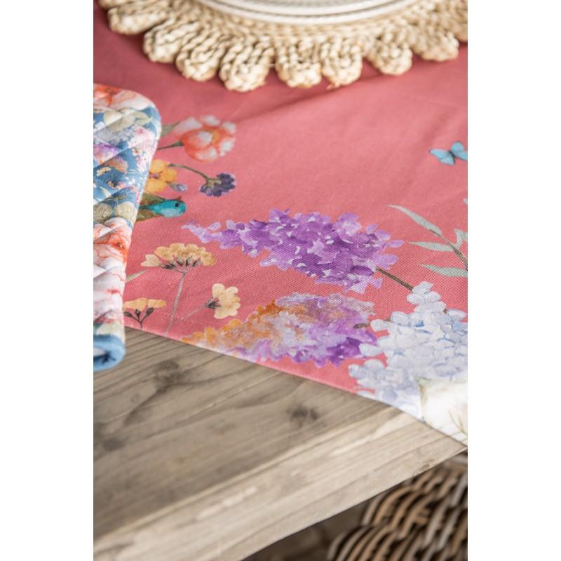 Clayre & Eef FFA64P Tafelloper 50x140 Cm Roze Katoen Bloemen