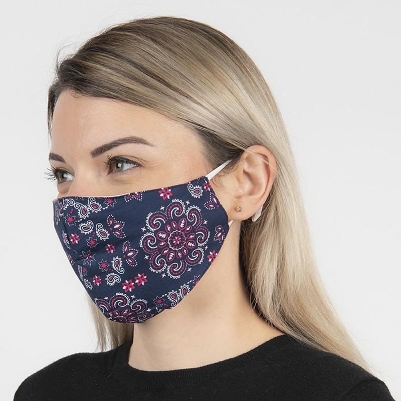 Clayre & Eef FM0007 Mondkapje Wasbaar 13x26 Cm Blauw Katoen Mondmasker