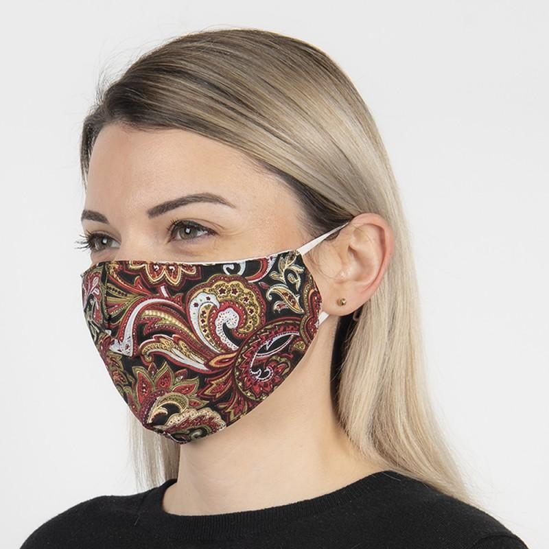 Clayre & Eef FM0011 Mondkapje Wasbaar 13x26 Cm Bruin Zwart Katoen Rechthoek Mondmasker