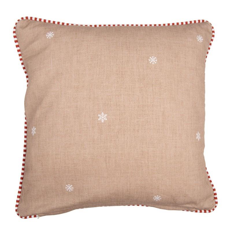 Clayre & Eef GBB21 Kussenhoes 40x40 Cm Bruin Katoen Gingerbread House Sierkussenhoes