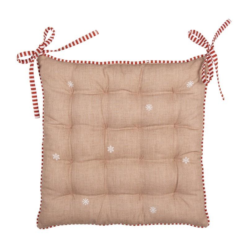 Clayre & Eef GBB29 Stoelkussen Foam 40x40x4 Cm Bruin Katoen Gingerbread House Zitkussen