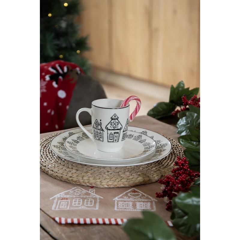 Clayre & Eef GBB29 Stoelkussen Foam 40x40x4 Cm Bruin Katoen Gingerbread House Zitkussen