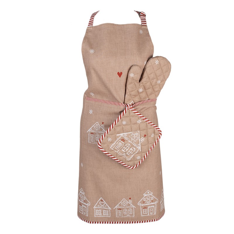 Clayre & Eef GBB44 Ovenwant 18x30 Cm Bruin Katoen Gingerbread House