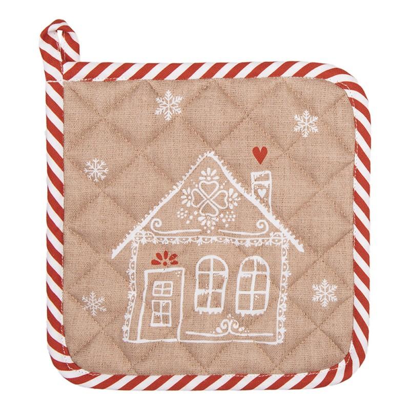 Clayre & Eef GBB45 Pannenlap 20x20 Cm Bruin Katoen Gingerbread House