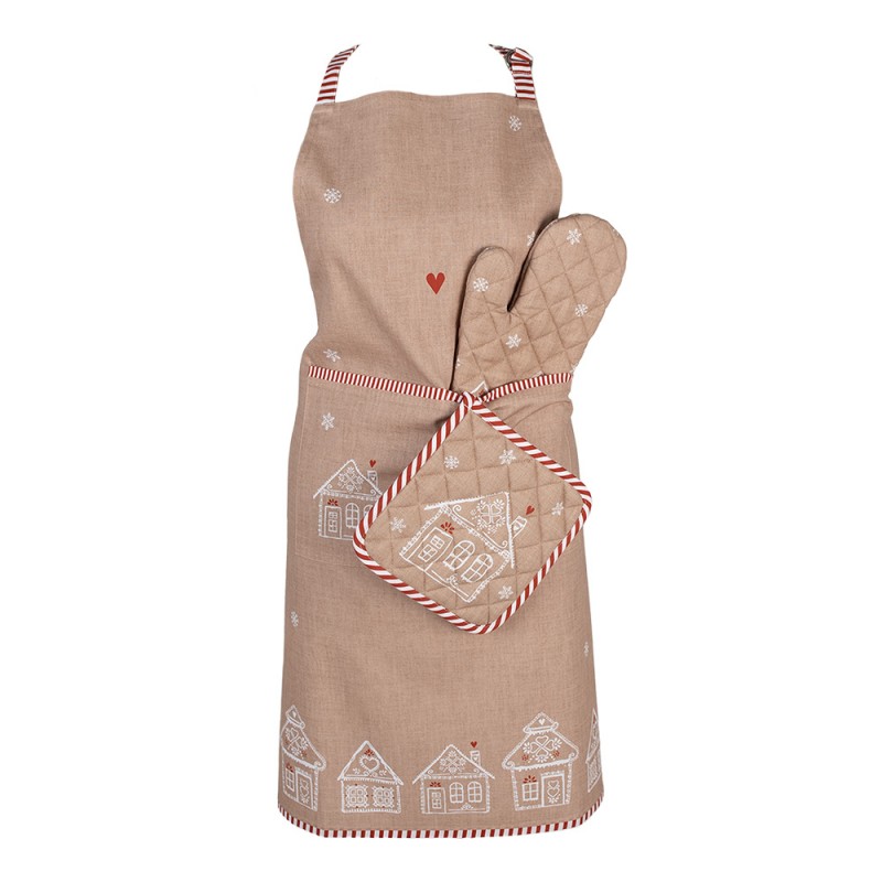 Clayre & Eef GBB45 Pannenlap 20x20 Cm Bruin Katoen Gingerbread House