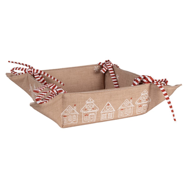 Clayre & Eef GBB47 Broodmand 35x35x8 Cm Bruin Katoen Gingerbread House