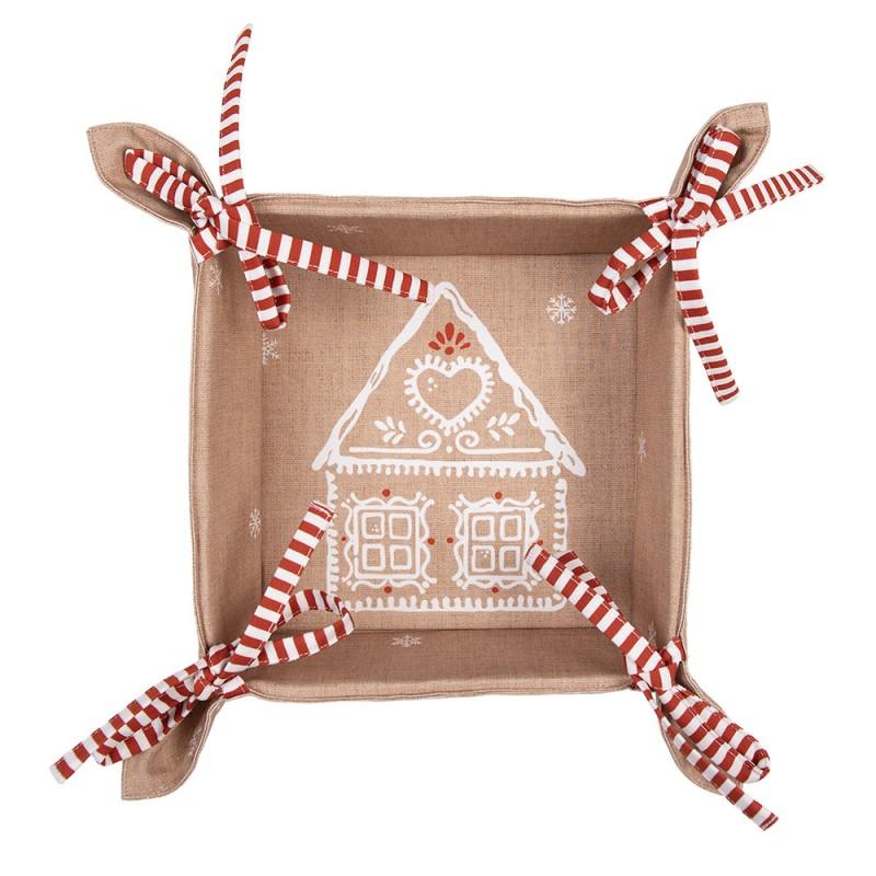 Clayre & Eef GBB47 Broodmand 35x35x8 Cm Bruin Katoen Gingerbread House