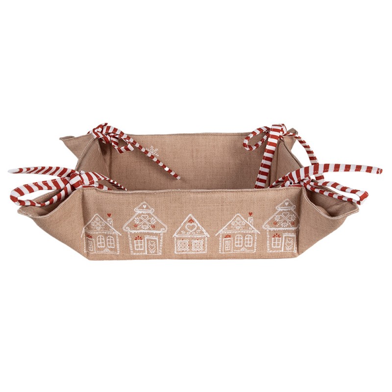 clayre & eef GBB47 Broodmand 35x35x8 cm Bruin Katoen Gingerbread house