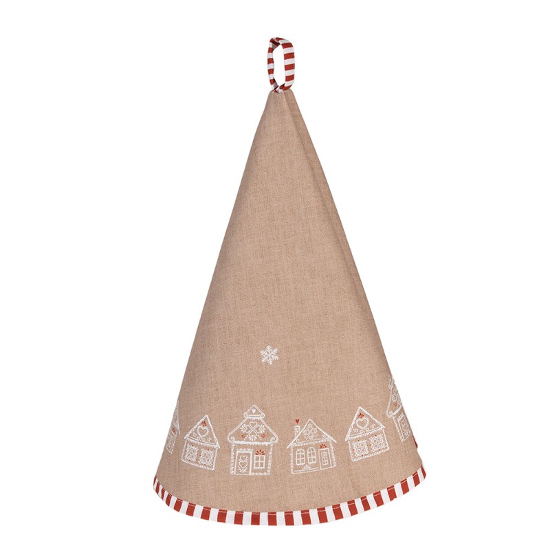 clayre & eef GBB48 Theedoek Ø 80 cm Bruin Katoen Gingerbread house Rond Keukenhanddoek
