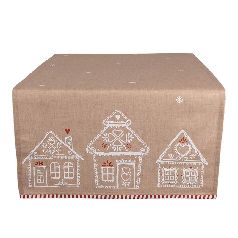 clayre & eef GBB64 Tafelloper 50x140 cm Bruin Katoen Gingerbread house