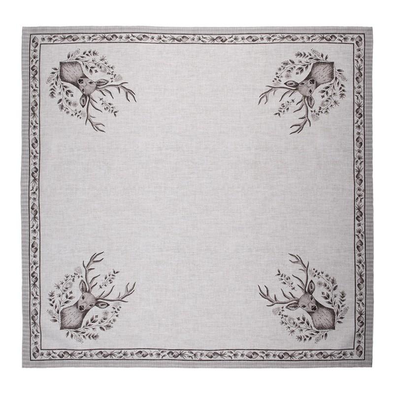 Clayre & Eef GTW01 Tafelkleed 100x100 Cm Beige Katoen Hert Tafellaken