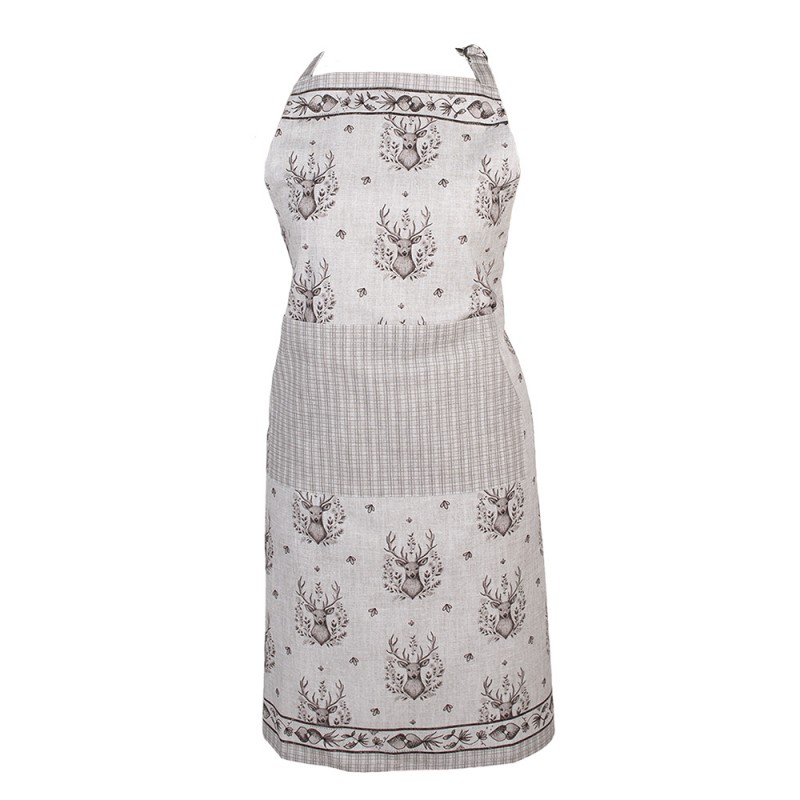 clayre & eef GTW41 Keukenschort 70x85 cm Beige Katoen Hert