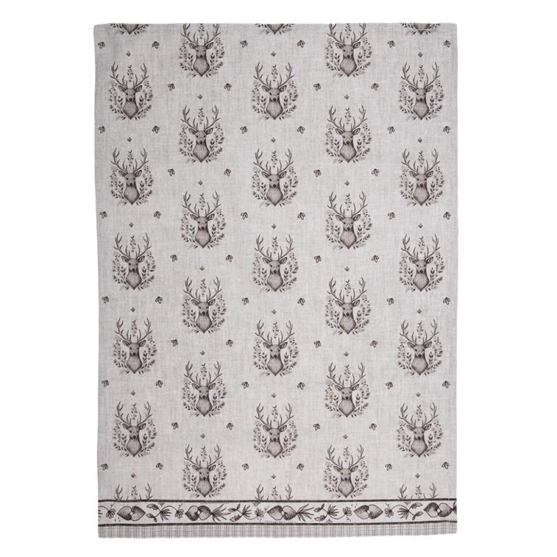 Clayre & Eef GTW42-2 Theedoek 50x70 Cm Beige Katoen Hert Keukenhanddoek