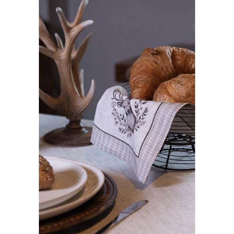 Clayre & Eef GTW43 Servetten Katoen Set Van 6 40x40 Cm Beige Katoen Hert