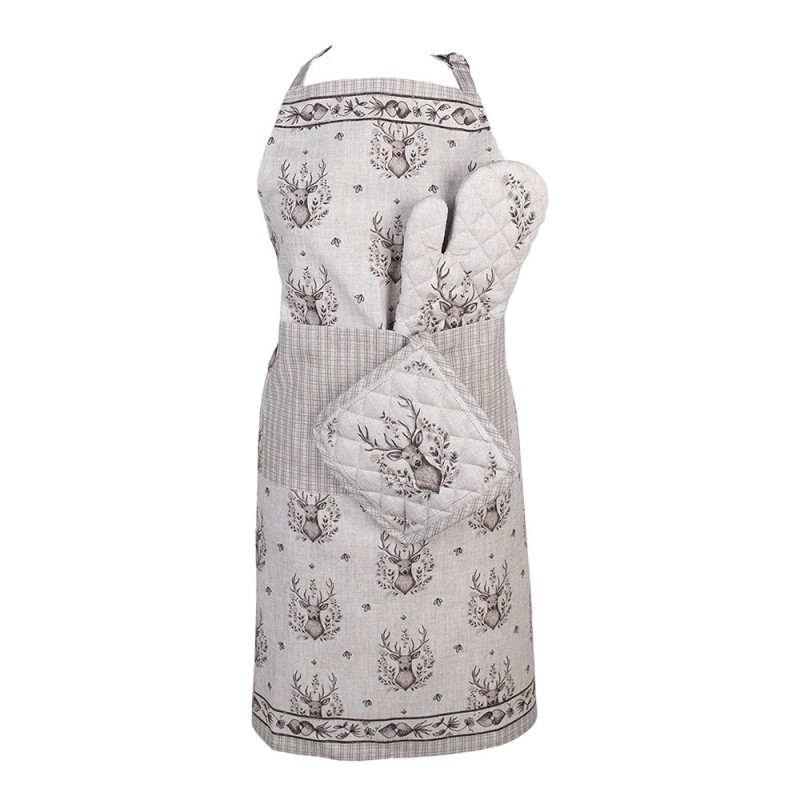 Clayre & Eef GTW44 Ovenwant 18x30 Cm Beige Katoen Hert