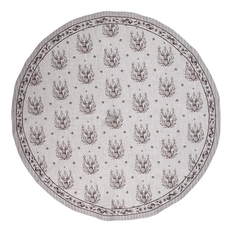 Clayre & Eef GTW48 Theedoek Ø 80 Cm Beige Katoen Hert Rond Keukenhanddoek