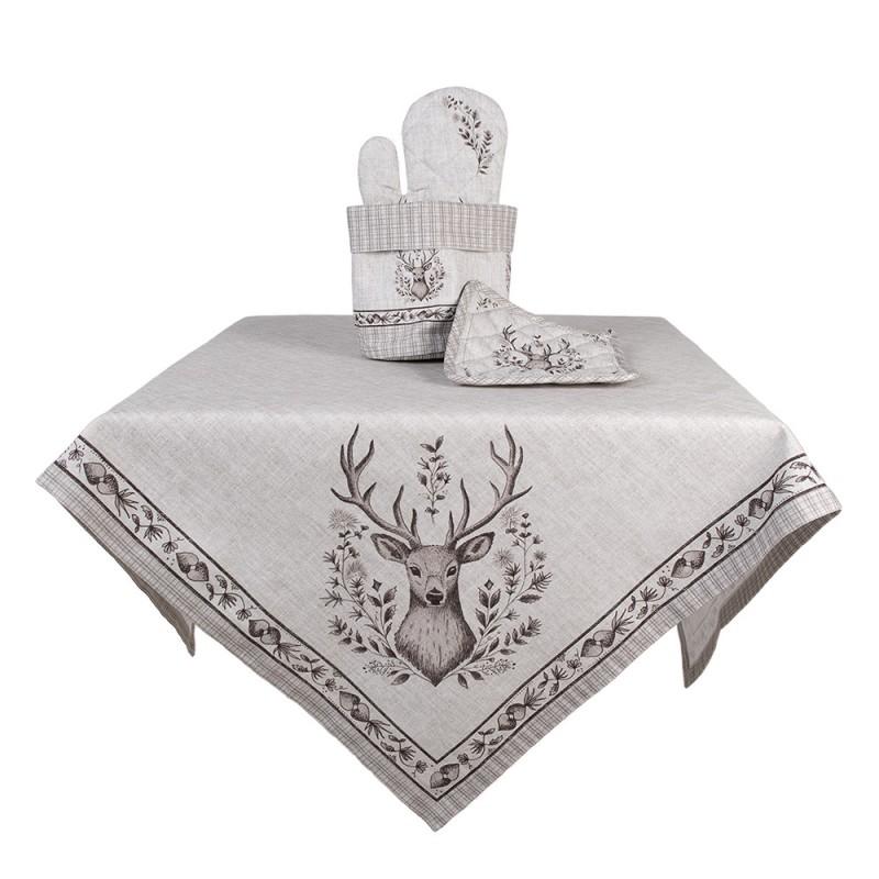 Clayre & Eef GTW50 Broodmand Ø 15x16 Cm Beige Katoen Hert Rond