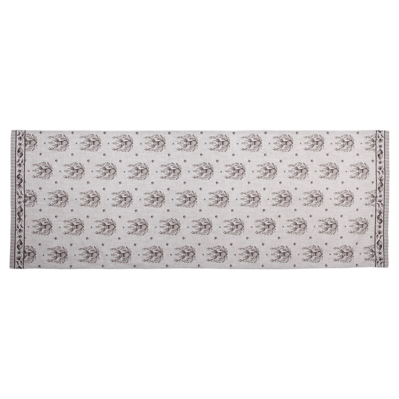 Clayre & Eef GTW64 Tafelloper 50x140 Cm Beige Katoen Hert Tafelkleed