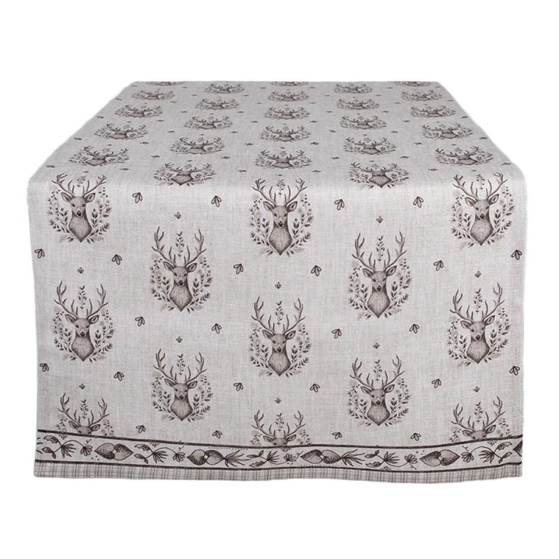 clayre & eef GTW64 Tafelloper 50x140 cm Beige Katoen Hert Tafelkleed