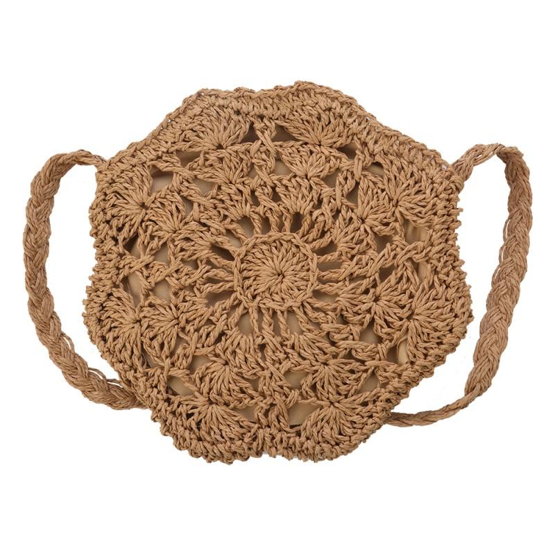 Clayre & Eef JZBG0244CH Handtas Dames Ø 20 Cm Bruin Polyester Tas