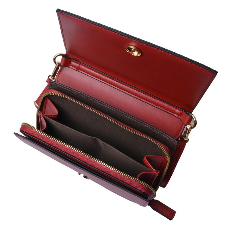 Clayre & Eef JZBG0257R Schoudertas 20x14 Cm Rood Polyurethaan Handtas