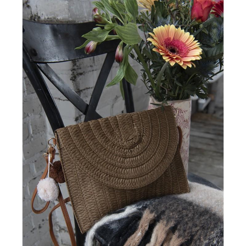 Clayre & Eef JZBG0260CH Handtas Dames 27x20 Cm Bruin Polyester Tas