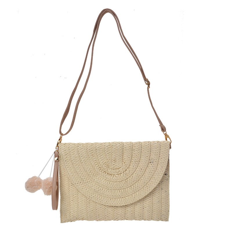 Clayre & Eef JZBG0260N Handtas Dames 27x20 Cm Beige Polyester Tas