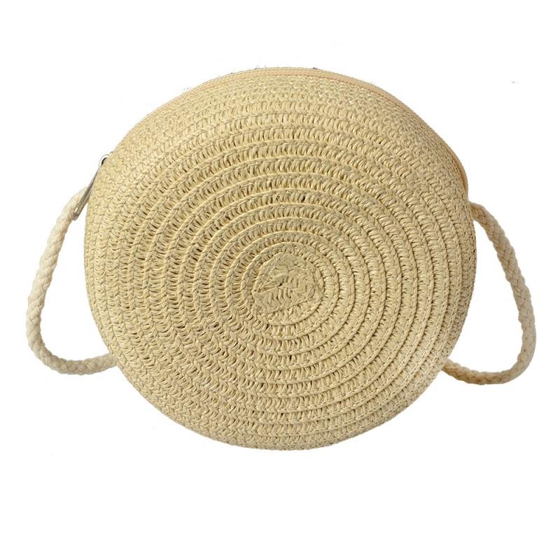clayre & eef JZBG0304 Handtas Ø 14x8 cm Beige Papierstro Rond