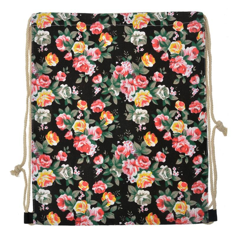 Clayre & Eef JZBG0307 Rugzak 34x43 Cm Zwart Synthetisch Bloemen