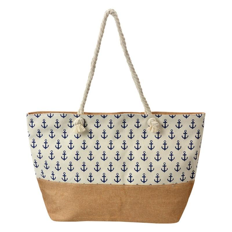 clayre & eef JZBG0319 Strandtas 55x36 cm Wit Synthetisch