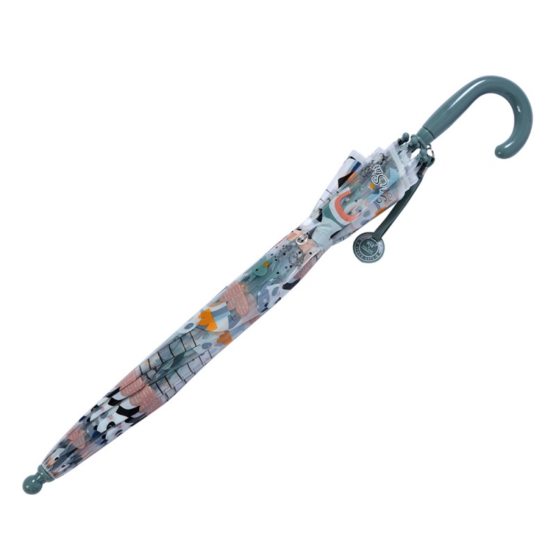 Clayre & Eef JZCUM0006BL Kinderparaplu Ø 65x65 Cm Blauw Kunststof Panda Paraplu Kids