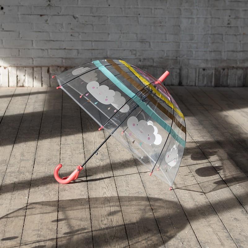 Clayre & Eef JZCUM0007P Kinderparaplu Ø 65x65 Cm Roze Kunststof Wolken Paraplu Kids