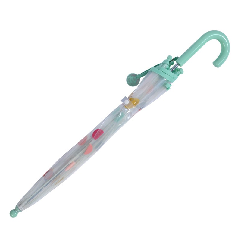 Clayre & Eef JZCUM0009GR Kinderparaplu Ø 65x65 Cm Groen Kunststof Stippen Paraplu Kids