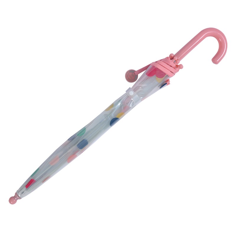 Clayre & Eef JZCUM0009P Kinderparaplu Ø 65x65 Cm Roze Kunststof Stippen Paraplu Kids