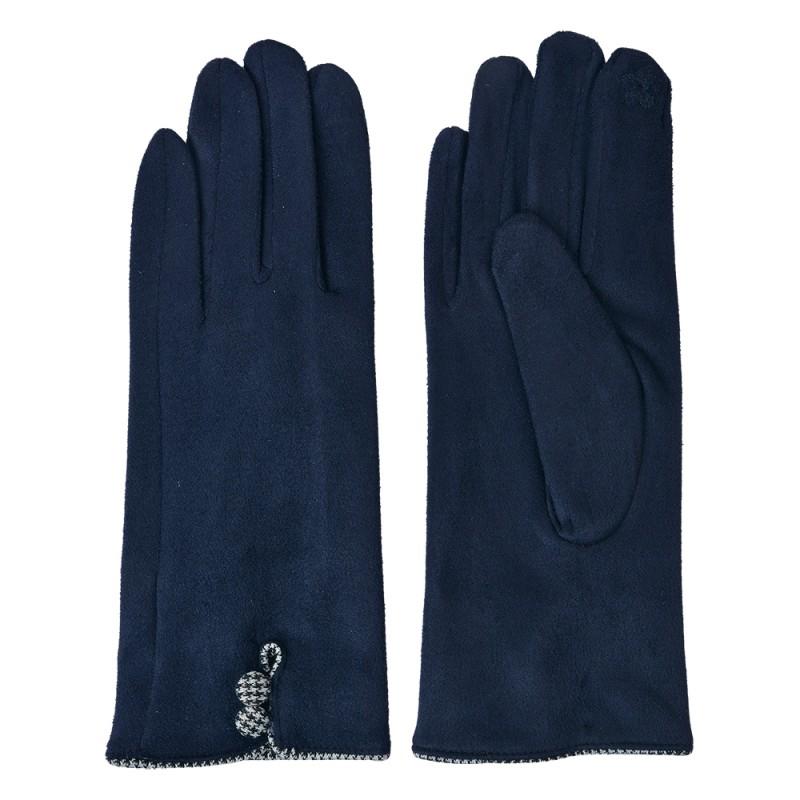 clayre & eef JZGL0036BL Handschoenen Winter 8x24 cm Blauw Polyester Handschoenen Dames