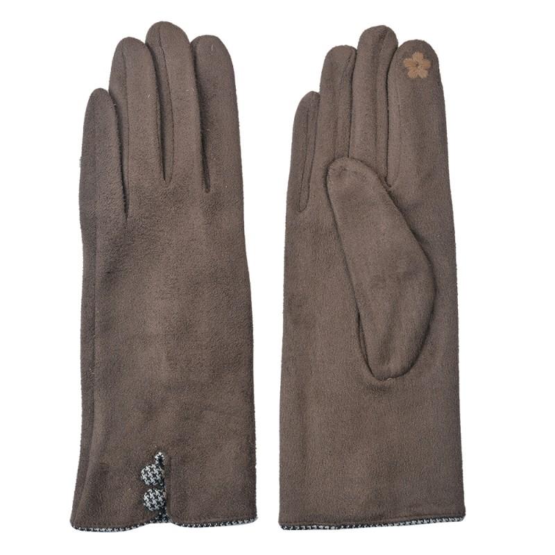 Clayre & Eef JZGL0036CH Handschoenen Winter 8x24 Cm Bruin Polyester Handschoenen Dames