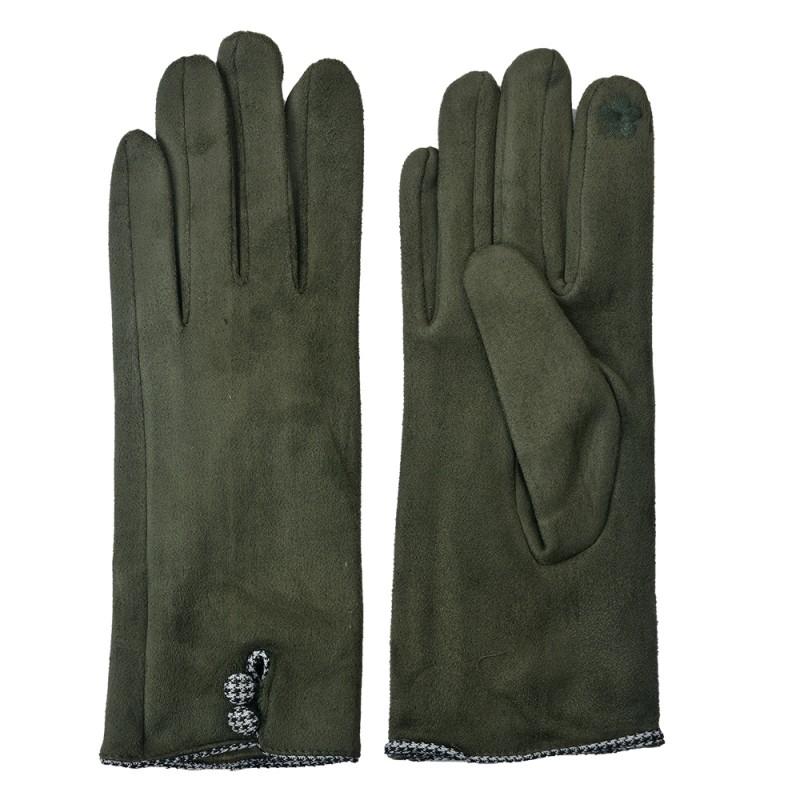 clayre & eef JZGL0036GR Handschoenen Winter 8x24 cm Groen Polyester Handschoenen Dames